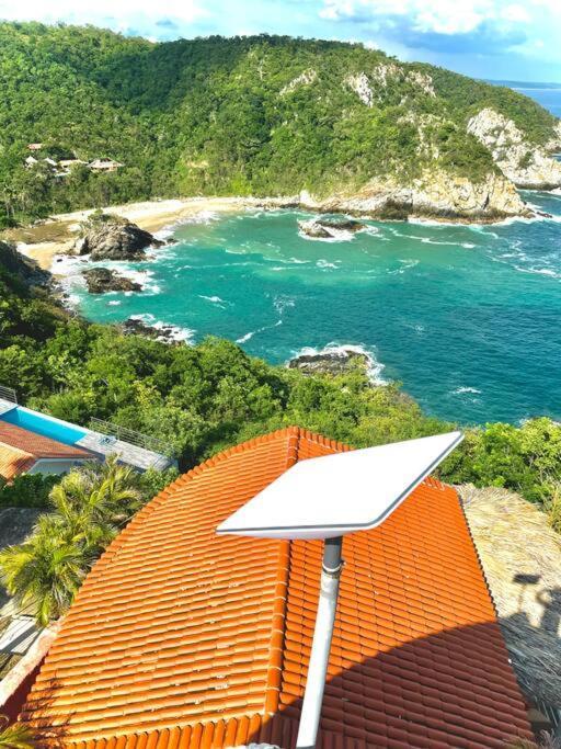 Villa Exclusivo Bungalow Con Playa Semi-Privada, Alberca Vista Infinita Al Oceano Pacifico, Playa Zipolite-Mazunte, 8 Hermosas Playas Cercanas, Vive Experiencias Inolvidables En Este Paraiso En Las Costas De Oaxaca, Nomadas Digitales Starlink Wifi 203 Mbps