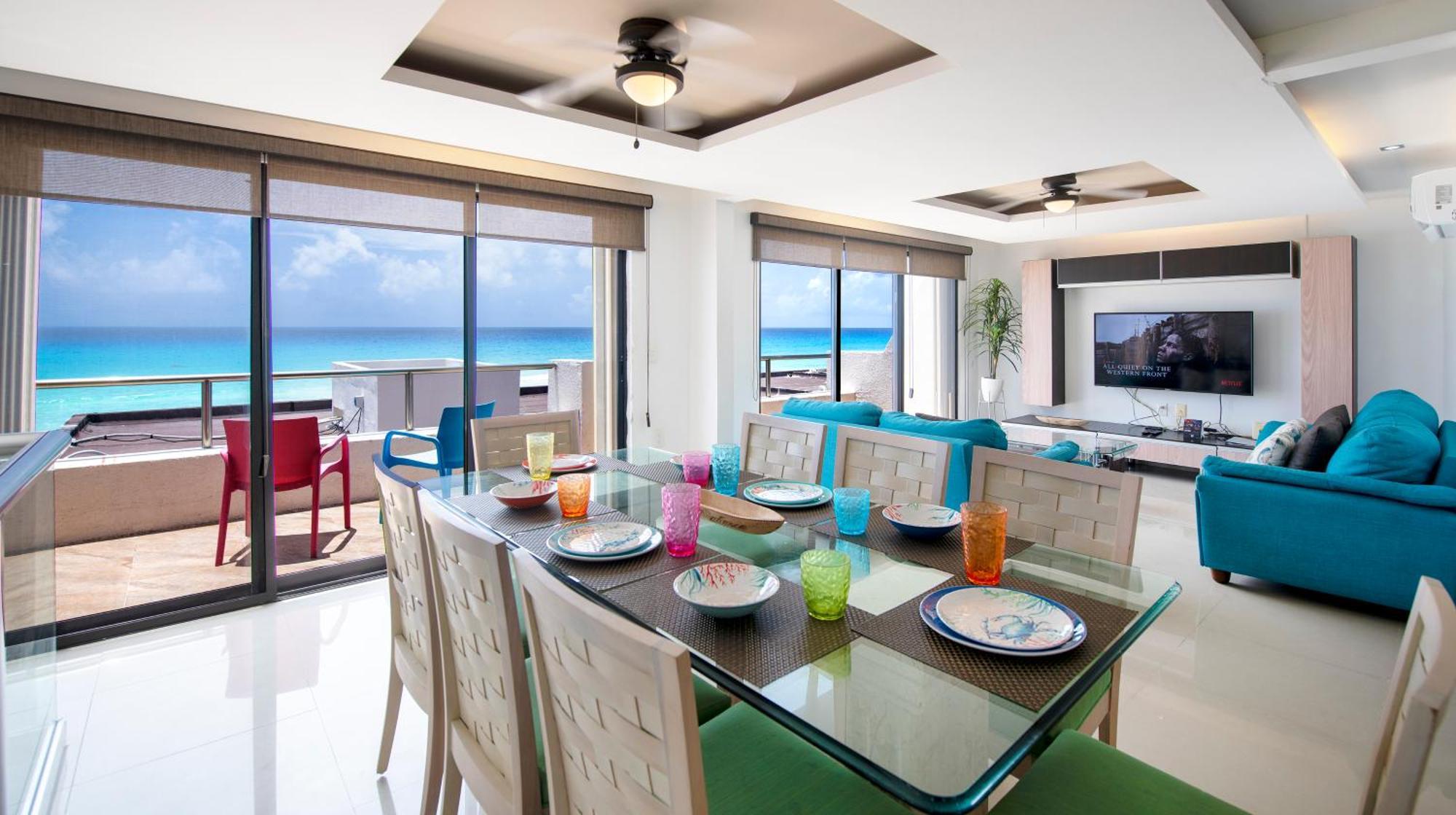 Family Vacations Ocean View Apartment Cancun